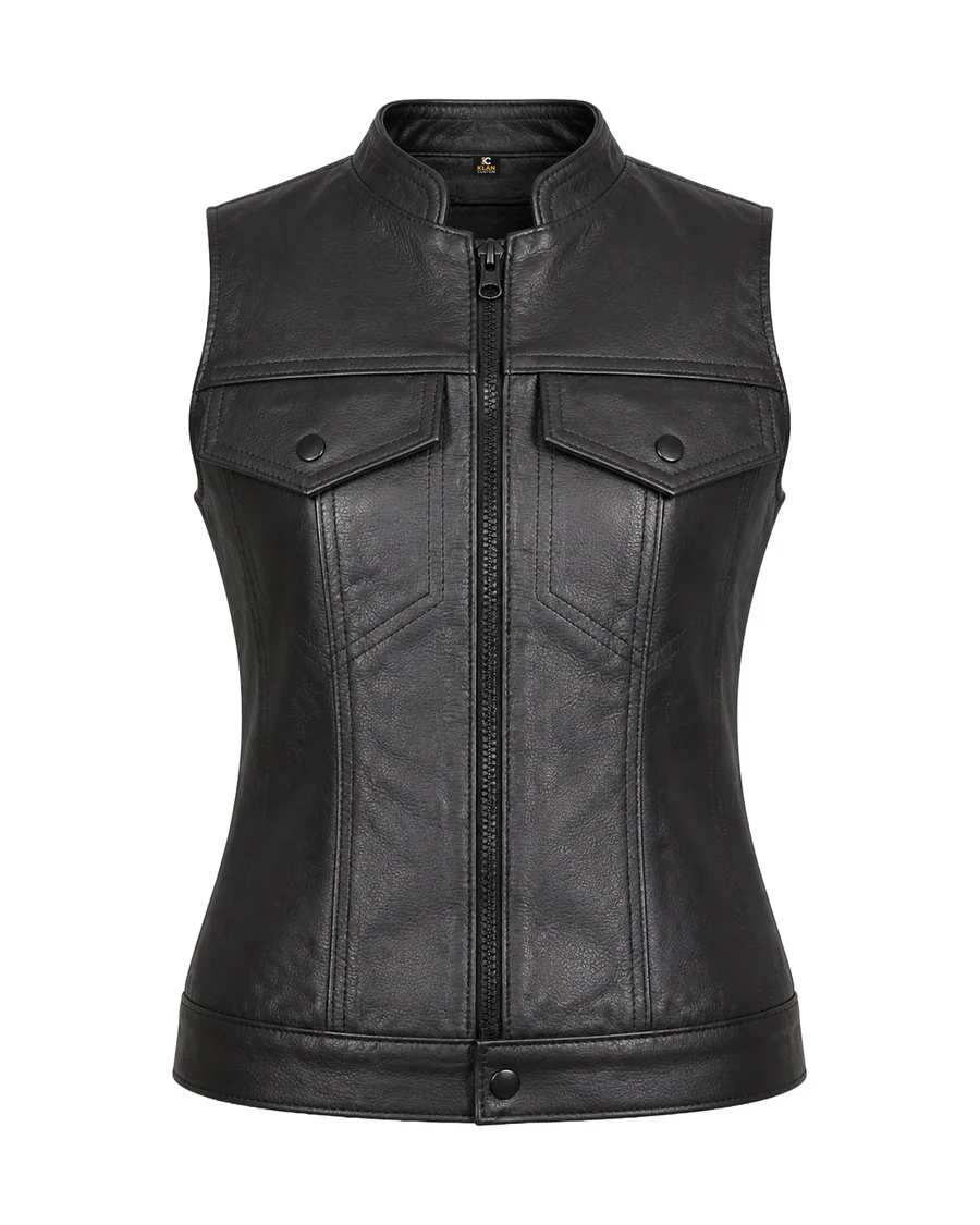 Colete Femme Cargo — Couro para motociclistas da Klan Custom