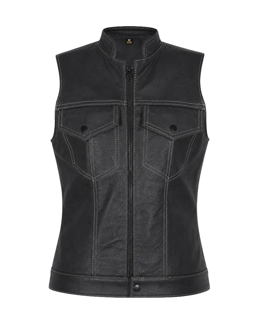 Colete Femme Classic — Couro para motociclistas da Klan Custom